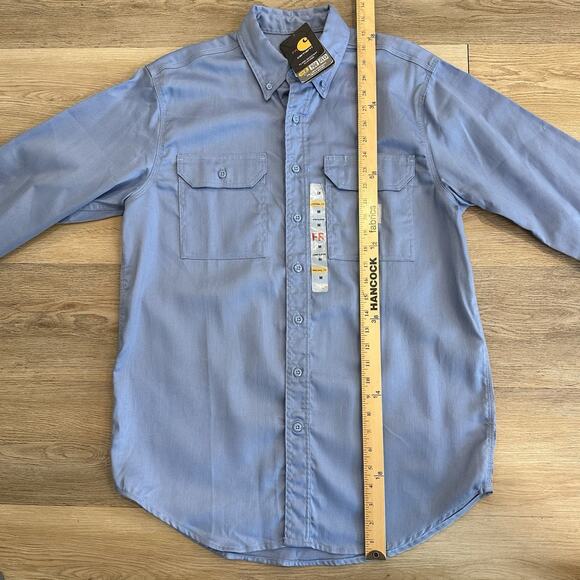 CARHARTT FR Shirt Men's Med Blue Work Wear Button Down Pockets Long Sleeve NWT - Picture 3 of 12